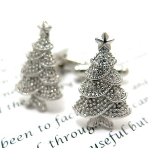 Simple 2500 SILVER CHRISTMAS TREE CUFFLINKS シルバークリスマスツリーカフス【カフスボタン　カフリンクス】