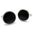 Simple 2500 ROUND BLACK GLASS CUFFLINKS ラウンドブラックグラスカフス