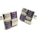 Simple 2500 CHECKERED BORDER PURPLE CUFFLINKS チェッカードボーダーカフス(パープル)【カフスボタン カフリンクス】