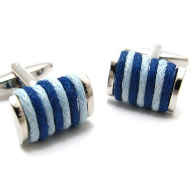 Simple 2500 LEATHER WRAP STRIPE BLUE LIGHT BLUE レザー巻きストライプ(ブルーライトブルー) カフス【カフスボタン カフリンクス】