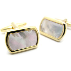 Simple 2500 M.O.P. GOLD PLATE CUFFLINKS　白蝶貝ゴールドプレートカフス【カフスボタン　カフリンクス】