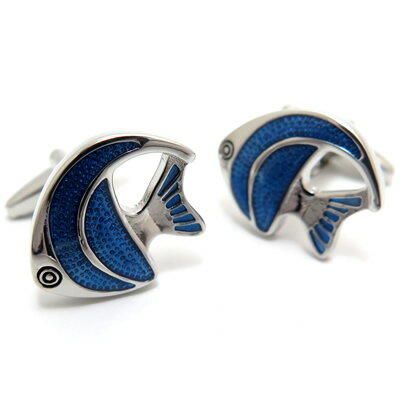 Simple 2500 BLUE FISH CUFFLINKS u[tBbVJtX@yJtX{^@JtNX@JtXz