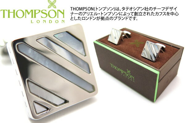 THOMPSON トンプソン TH SLASH WHITE MOP AND METAL CUFFLINKS スラッシュカフス（白蝶貝、メタル） 父の日