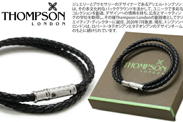 TH LUCKY CLOVER LEATHER DOUBLE WRAP STAINLESS STEEL & BLACK LEATHER BRACELET　ラッキークローバーダブルラップレザーブレスレット（ブラック） 