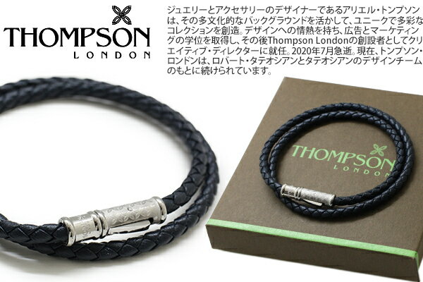 TH LUCKY CLOVER LEATHER DOUBLE WRAP STAINLESS STEEL & NAVY LEATHER BRACELET　ラッキークローバーダブルラップレザーブレスレット（ネイビー） 