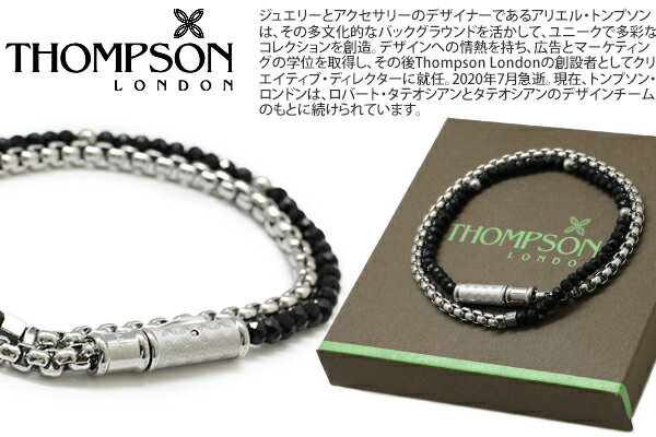 TH LUCKY CLOVER BEADED DOUBLE WRAP STAINLESS STEEL & BLACK AGATE BRACELET　ラッキークローバービーズダブルラップブレスレット（ブラックアゲート）