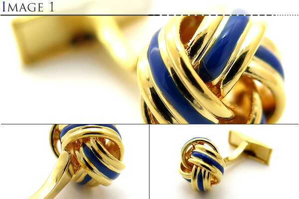 VALUE3500 BLUE LINE GOLD KNOT CUFFLINKS ブルーラインゴールドノットカフス【カ...