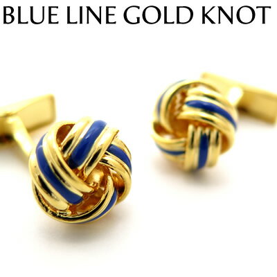 VALUE3500 BLUE LINE GOLD KNOT CUFFLINKS u[CS[hmbgJtXyJtX{^@JtNXz ̓