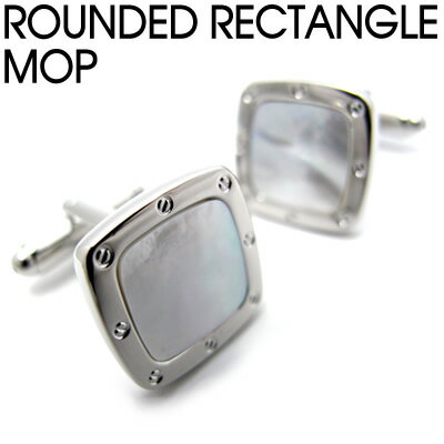 VALUE3500 ROUNDED RECTANGLE　M.O.P. SHELL CUFFLINKS ラウンデッド レクタングル M.O.P. シェルカフス 【カフスボタン　カフリンクス】【白蝶貝】 父の日