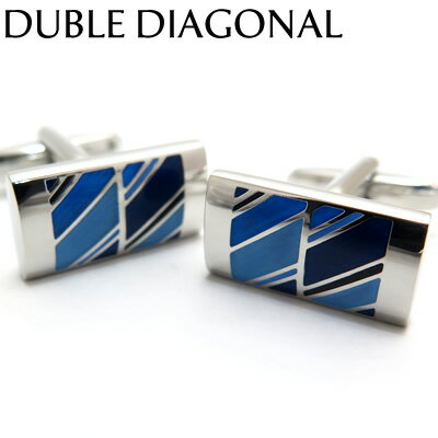 楽天クラフトパークスVALUE3500 DOUBLE DIAGONAL BLUE CUFFLINKS　ダブルディアゴナルカフス（ブルー） 【カフスボタン　カフリンクス】 父の日