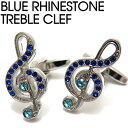 VALUE3500 BLUE RHINESTONE TREBLE CLEF CUFFLINKS ブルーラインストーント音記号カフス【カフスボタン　カフリンクス】 父の日