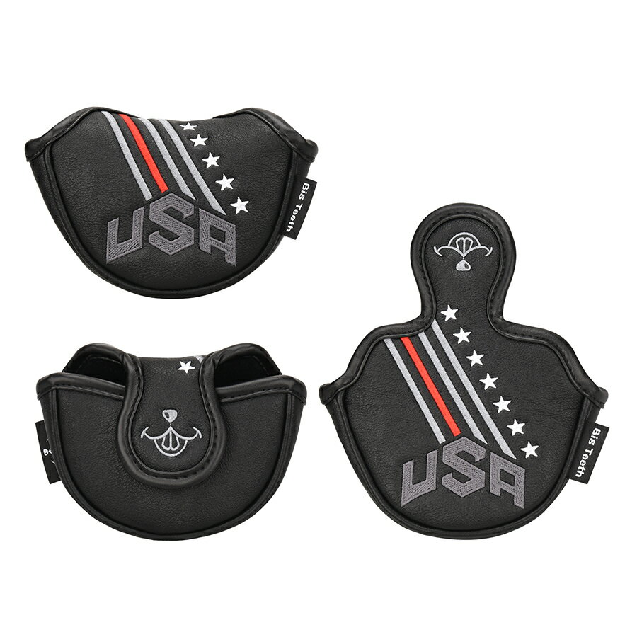 ★Big Teeth 小マレットパターカバー　ゴルフヘッドカバー　PUTTER COVER　マグネット式　アメリカ風　1..