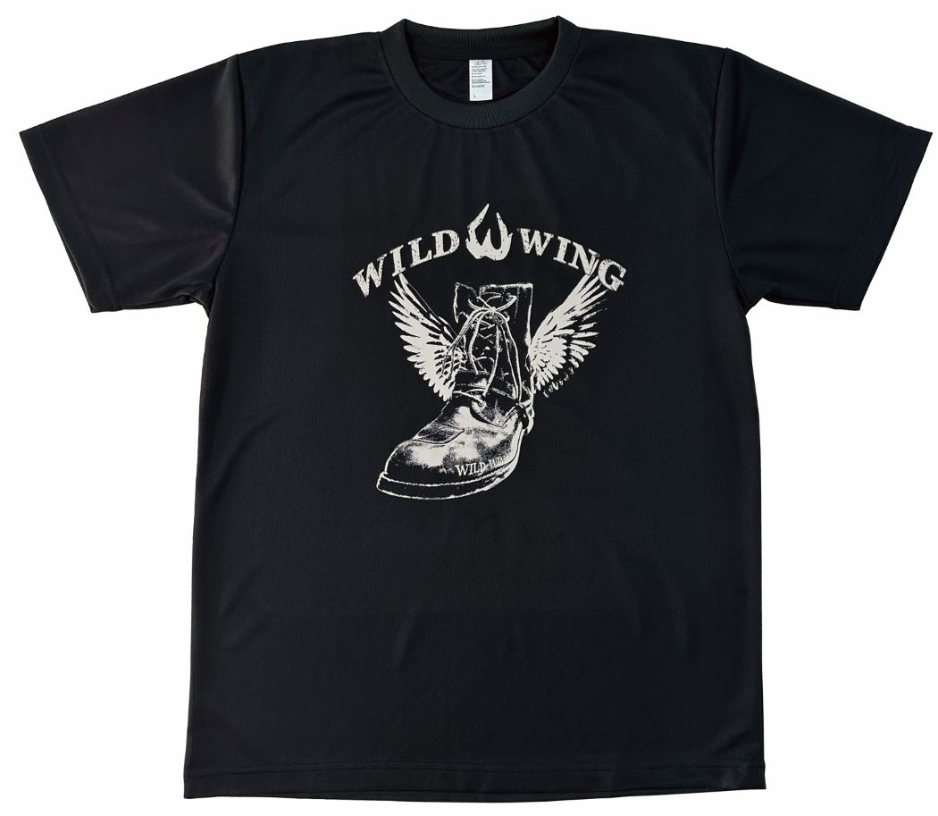 Tシャツ（公式Tシャツ）靴羽　TS-02 黒ドライ　白綿100　ワイルドウィング(WILDWING)