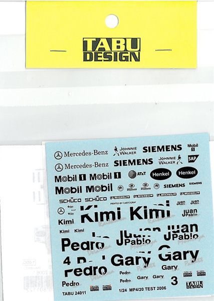 1/24 MP4/20 テスト仕様デカール（レベル社対応）