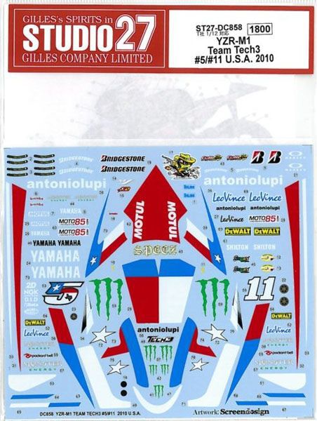 1/12 YZR-M1　Team　Tech3　＃5/＃11U.S.A　2010　（T社1/12対応）