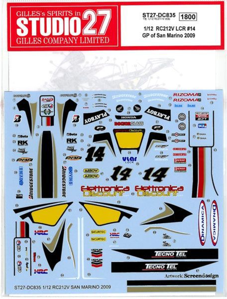 RC212V LCR #14 GP of San Marino 2009 (T社　1/12　RC211V対応）