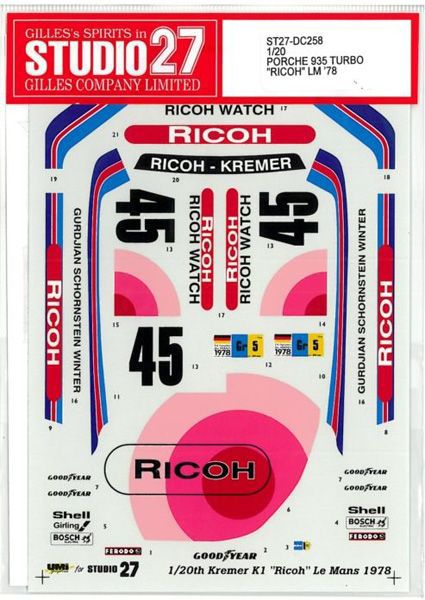 1/20 PORSCHE 935TURBO RICOH LM 78