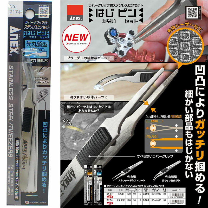 Rakuten - はじかないピンセット 先丸鷲型 プラモデル 工作 アネックス ANEX 217-H