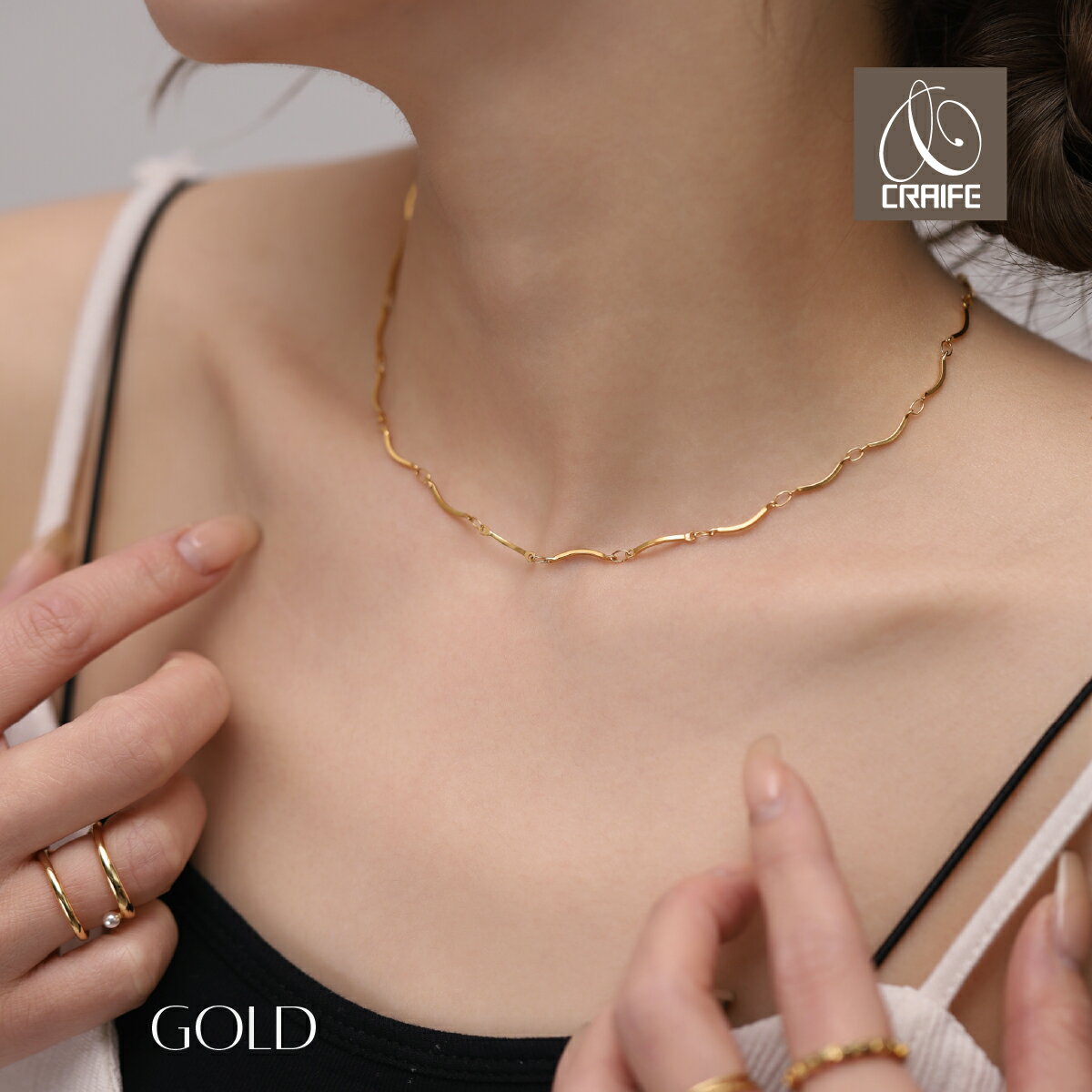 【開始2時間限定 半額クーポン配布中】 ネックレス サージカルステンレス 316L 金属アレルギー対応 18K コーティング レディース 大人 かわいい シンプル エレガント ジュエリー ゴールド 送料無料 プチプライス高見え CRAIFEのサムネイル