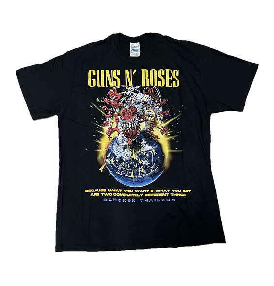 Guns N' Roses ガンズアンドローゼズ Tシャツ BANGKOK THAILAND バンコク公演限定モデル バンドT ロックT ツアーT 半袖 メンズ ブラック 黒 プリント ストリート 90s 人気 おしゃれ ユニセックス 春夏 送料無料 音楽 ファン必見 コレクター ギフトにもおすすめ