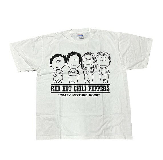 Red Hot Chili Peppers レッドホットチリペッパーズ SNOOPY スヌーピー コラボ Tシャツ crazy mixture rock PEANUTS バンドT ロックT 半袖 メンズ XL キャラクター ストリート 限定 レア 人気 おしゃれ ユニセックス 送料無料 音楽 ファン必見 コレクター
