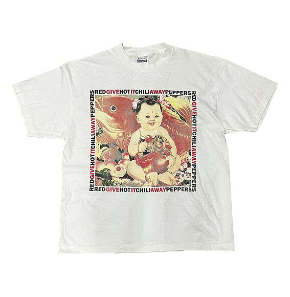 Red Hot Chili Peppers レッドホットチリペッパーズ Tシャツ Give It Away バンドT ロックT レッチリ ギヴイットアウェイ 90s ミクスチャー ファンクロック ミュージック グラフィック アメカジ ストリート トップス 半袖 白 メンズ レディース ユニセックス