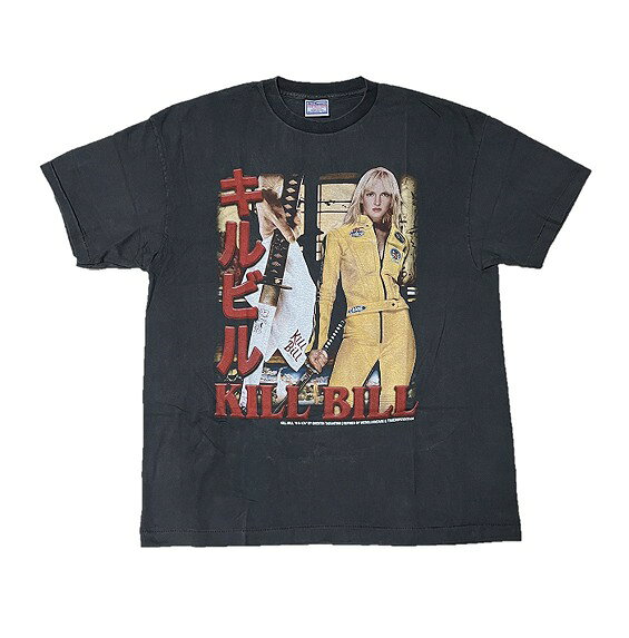 Kill Bill キルビル Tシャツ クエンティンタランティーノ ユマサーマン 映画T ムービーT バンドT ロックT シネマ 00s 名作 カルト映画 カルトシネマ ブルースリーオマージュ グラフィック ストリート トップス 半袖 黒 XL 両面プリント メンズ レディース ユニセックス