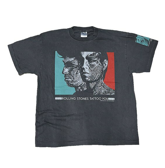 The Rolling Stones ローリングストーンズ Tシャツ 刺青の男 Tattoo You Steel Wheels North American Tour 1989 ツアーTシャツ バンドT ロックT 80s タトゥーユー スティールホイールズ 北米ツアー ミュージック グラフィック アメカジ ストリート トップス 半袖 黒