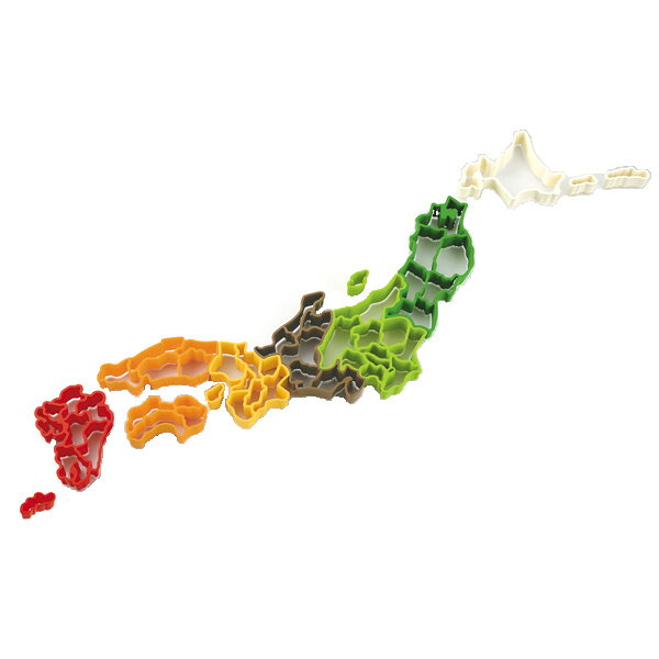 　日本の7地方別の抜き型のフルセットです。明細は北海道・東北・関東甲信越・北陸東海・近畿・中国四国・九州沖縄です。クッキーのほか、野菜などいろいろの食材に使えます。 ＜商品仕様＞ ■箱サイズ：幅301×奥行き273×高さ43mm ■重　量：447g（包装込） ■材　質：スチロール樹脂（耐熱温度−30〜80℃） ●他のクッキー型はこちらからどうぞ ●ギフトラッピング・メッセージカード受け賜っています♪ くわしくはこちら■ケンミンクッキー型 食べながら学べる！お子さまといっしょに楽しめます ↑販売アイテム一覧　クリックでご覧になれます ・・・★ここがよいところ ■楽しみながら地理の勉強もできて一石二鳥のクッキー型。 ■全国セットを一気に揃えても、一地方ずつゆっくり揃えても楽しめます。 ■クッキー以外の食材の型抜きにも使えます。