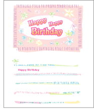 お誕生日お祝い メッセージカード　二つ折り 9×11cm、折ると9×5.5cm カラー印刷