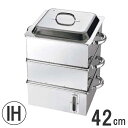 EBM 業務用 電磁角蒸し器(水量計付) 2段 42cm 7.2升用 IH100/200V・ガス火対応 6482100_RP
