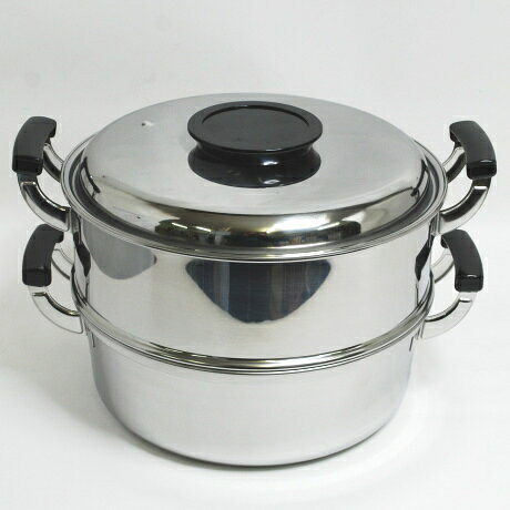 ＊≪IH・ガス火対応≫桃印 18-0ステン丸型蒸し器 2段 29cm 一重 1.2升用　025000510,549-08_ET 丸蒸し器 電磁調理器　100サイズ cranes-10004809 キッチンクレインズ サンプル画像2