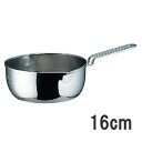 ≪IH・ガス火対応≫18-10ステン共柄三層鋼 雪平鍋(目盛付) 16cm 1.2L AYK5201,9-0041-1001_ES