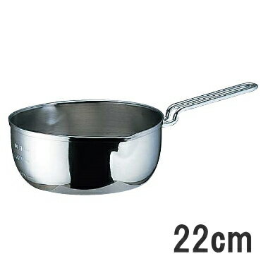 ≪IH・ガス火対応≫18-10ステン共柄三層鋼 雪平鍋(目盛付)22cm　2.9L　AYK5204,9-0041-1004_ES