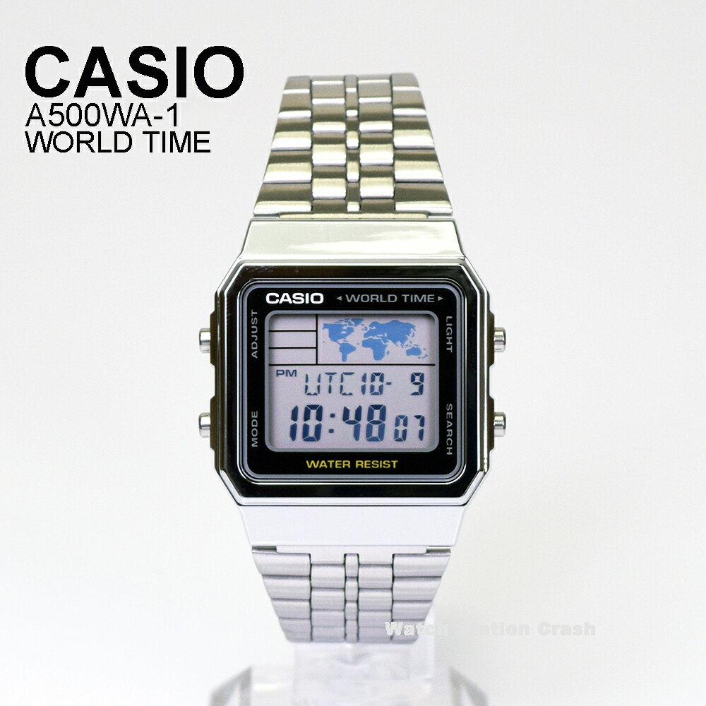 CASIO 腕時計 デジタル メンズ レディース A500WA-1 カシオ スタンダード ワールドタイム ストップウォッチ チープカシオ チプカシ DIGITAL シンプル シルバー