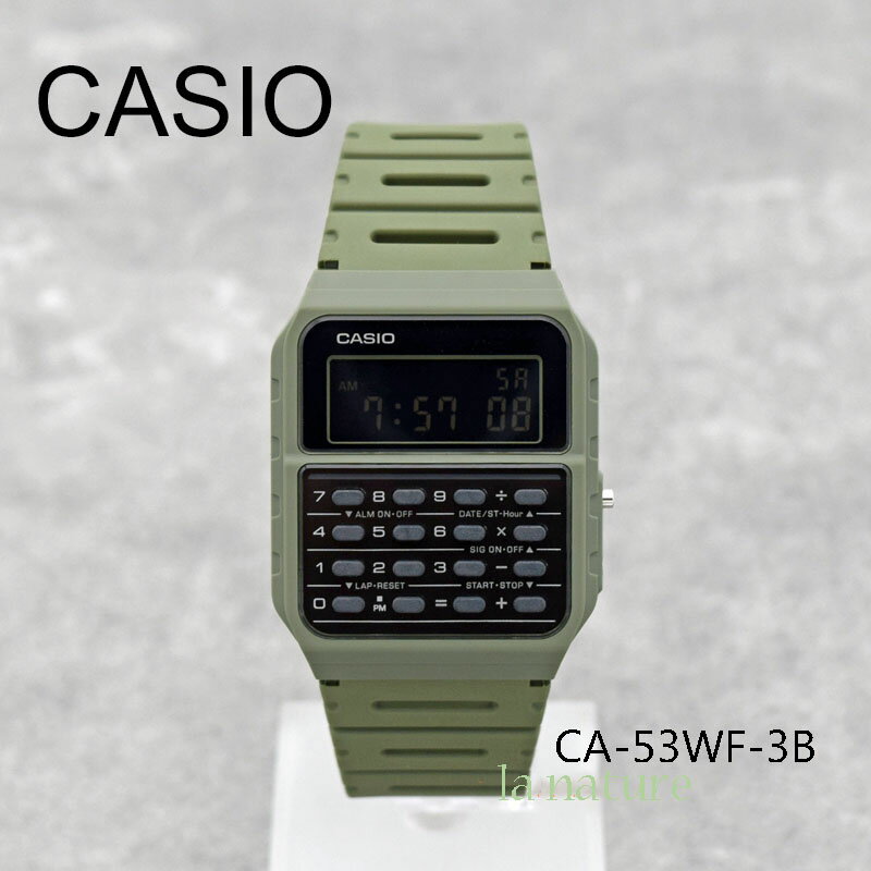 【5年保証】CASIO 腕時計 アースカラー メンズ レディース 計算機付き アラーム ストップウォッチ CA53WF-3B カーキ …