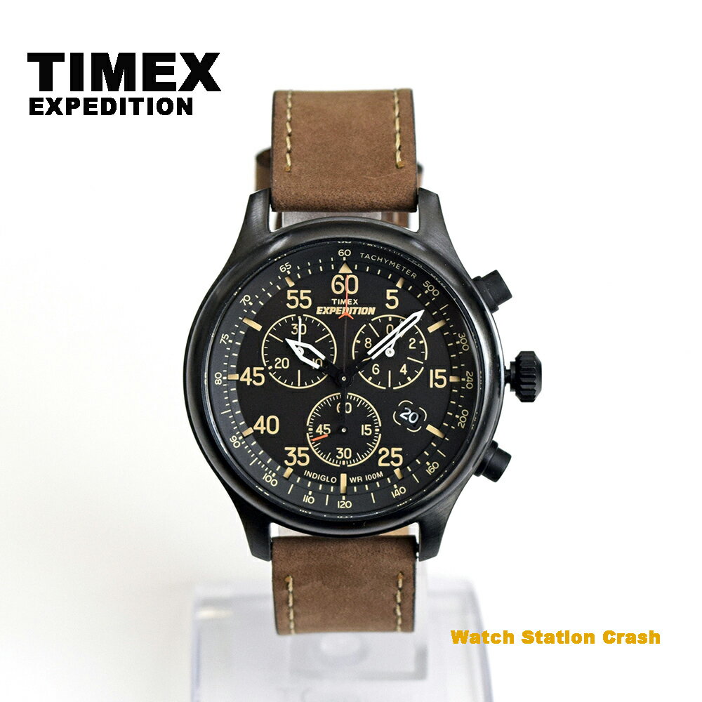 タイメックス 腕時計（メンズ） TIMEX クロノグラフ 腕時計 メンズ クロノグラフ タイメックス エクスペディション T49905 ミリタリーフィールド ブラウン 革ベルト おしゃれ アナログ ユニセックス クラシカル プレゼント ギフト カジュアル かっこいい