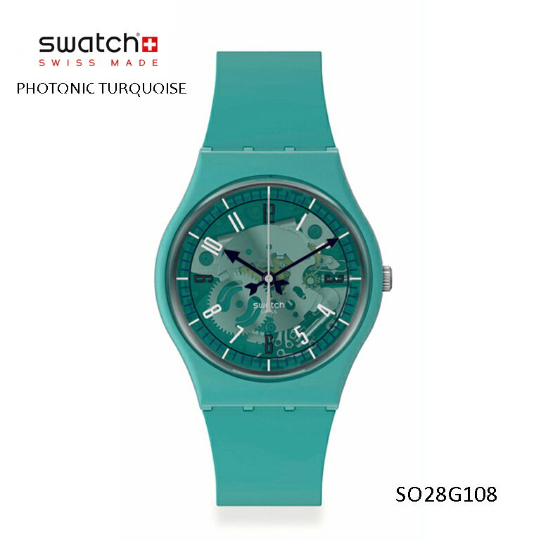 スウォッチ 腕時計（メンズ） 正規品 Swatch スウォッチ 腕時計 メンズ レディース SO28G108 PHOTONIC TURQUOISE Originals GENT ターコイズ カラー ハーフスケルトン 安心の2年保証 贈り物 プレゼント