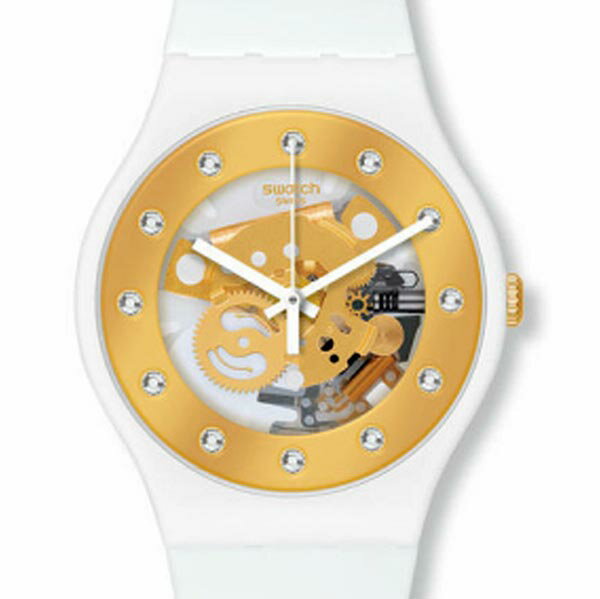 正規品 SWATCH スウォッチ 腕時計 メンズ レディース SUOZ148 SUNRAY GLAM ホワイト ゴールド 贈り物 プレゼント dea…