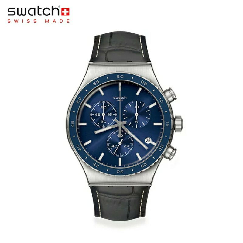 正規品 swatch (スウォッチ) COBALT LAGOON コバルト・ラグーン YVS496 オリジナルズ NEW IRONY CHRONO クロノグラフ 本革ベルト ブルーフェイス 腕時計 メンズ プレゼント 贈り物 誕生日 新生活 deal1204