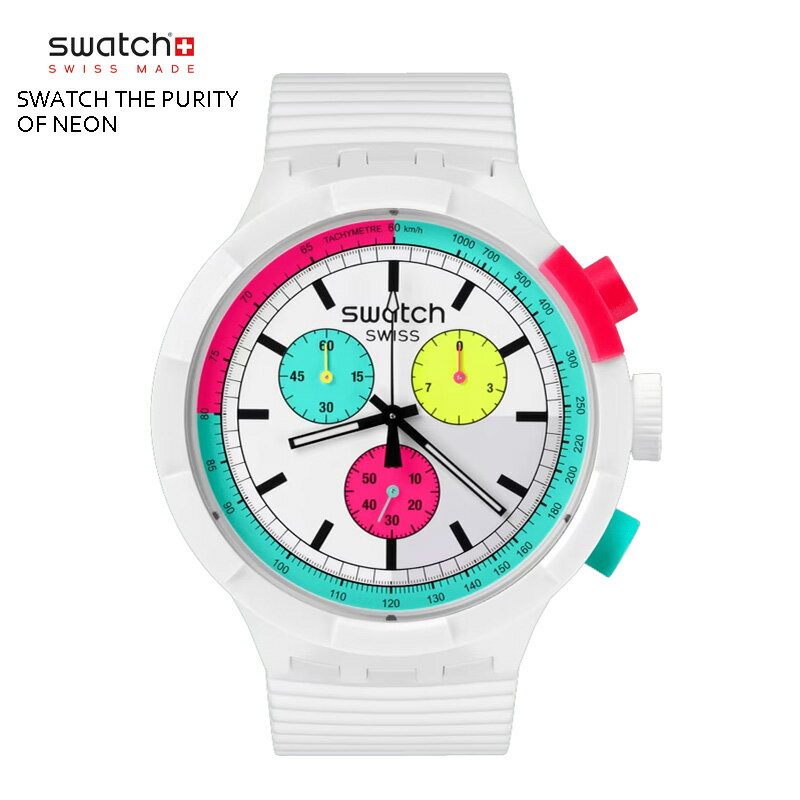 swatch スウォッチ【日本正規品】人気のクロノグラフ 90年代にインスパイアされたデザイン SWATCH THE PURITY OF NEON 安心の2年保証 SB06W100 腕時計 メンズ レディース お祝い プレゼント deal0304