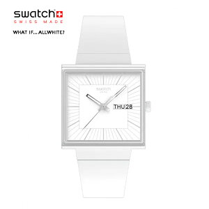 Swatch スウォッチ WHAT IF…ALLWHITE? ワット イフ…オールホワイト? SO34W700 メンズ レディース ペア 腕時計 ホワイト クオーツ アナログ スイスブランド 日本正規品 おしゃれなスクエアデザイン