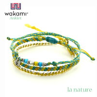 アンクレット wakami 3本セット イエロー ブルー bc17011 Anklet アクセサリー メンズ レディース ワックスコード メタルビーズ エシカル サステナビリティ フェアトレード商品 グアテマラ共和国