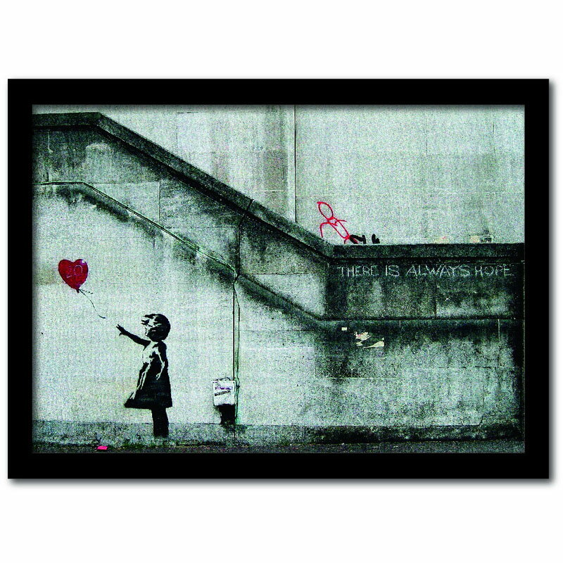 楽天la natureインテリア アートフレーム バンクシー 風船と少女 / Banksy Girl with Balloon 2002年にウォータールー橋に描かれた『風船少女』をフレーム付きの アートポスター 最も人気の高いバンクシー作品シリーズ A4サイズ VS1002BK-A4