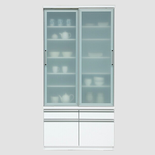 10％OFF+P5倍4日20時から 【自社製造商品/開梱設置送料無料】 HC 食器棚 幅100cm 食器棚 引き戸 完成品 食器棚 引き戸 食器棚 100幅 ホワイト 食器 収納 国産 大川家具 日本製 ダイニングボード