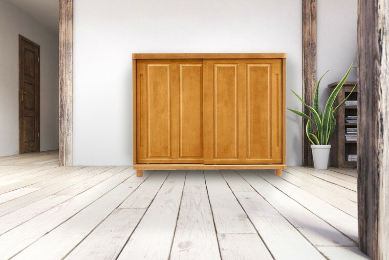 【開梱設置送料無料】 幅120cm 下駄箱 和風 天然木 玄関収納 和モダン シューズボックス 靴収納 完成品 120幅 国産 大川家具 日本製 無垢 [2]