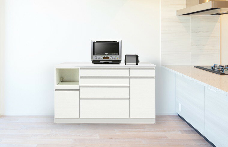 【開梱設置送料無料/受注製作】 HU キッチンカウンター ハイカウンター 幅160cm キッチンカウンター 160幅 レンジ台 完成品 大型レンジ対応 ホワイト 国産 大川家具 日本製 カウンター ハイグロス 大川家具