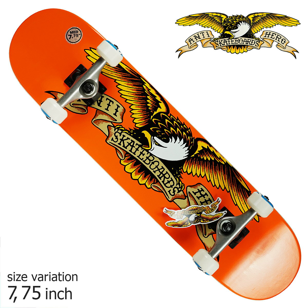 ANTIHERO CLASSIC EAGLE COMPLETE ORANGE 7.75 inch Skateboard アンチヒーロー アンタイヒーロー コンプリート デッキ スケボー スケートボード COMPLETE