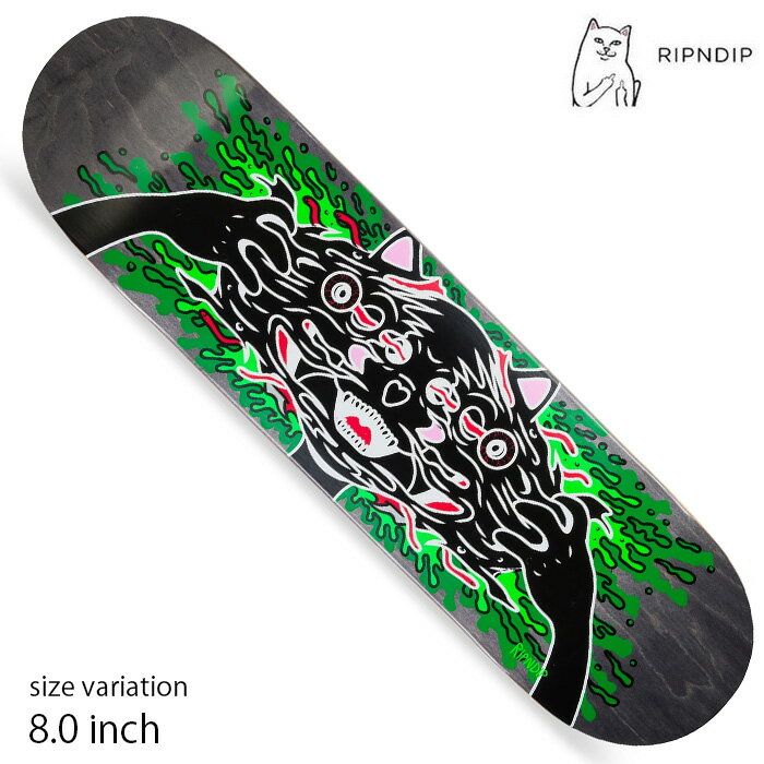 【20日は0の付く日★10％クーポン配布中♪】RIPNDIP スケボー デッキ リップンディップ 猫 Skull Face Jerm Deck Black 8.0 inch スケートボード ネコ 板