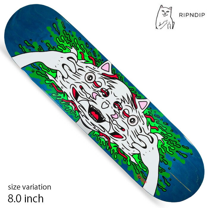 【20日は0の付く日★10％クーポン配布中♪】RIPNDIP スケボー デッキ リップンディップ 猫 Skull Face Nerm Deck Blue 8.0 inch スケートボード ネコ